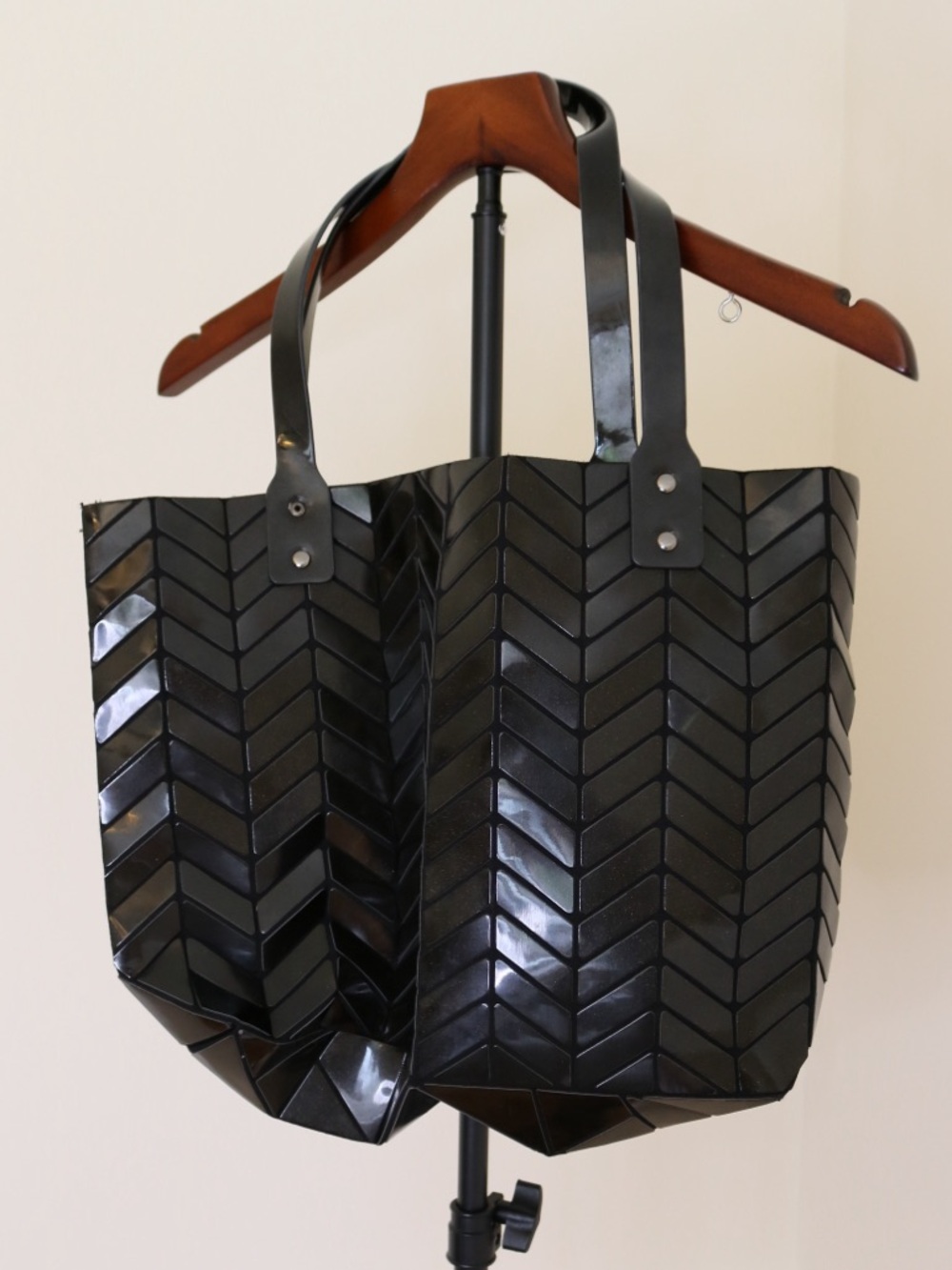 Black Chevron Pattern Tote Bag - p Luca